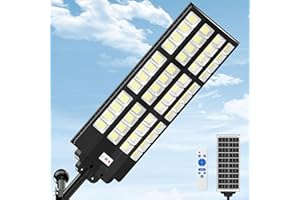 ZIZIWIN 15000W Large Solar Street Lights Outdoor Waterproof, Heavy Duty Solar Parking Lot Lights with Remote Control and Motion Sensor, Pole or Wall Mount, for Outside Commercial Yard Driveway Garage
