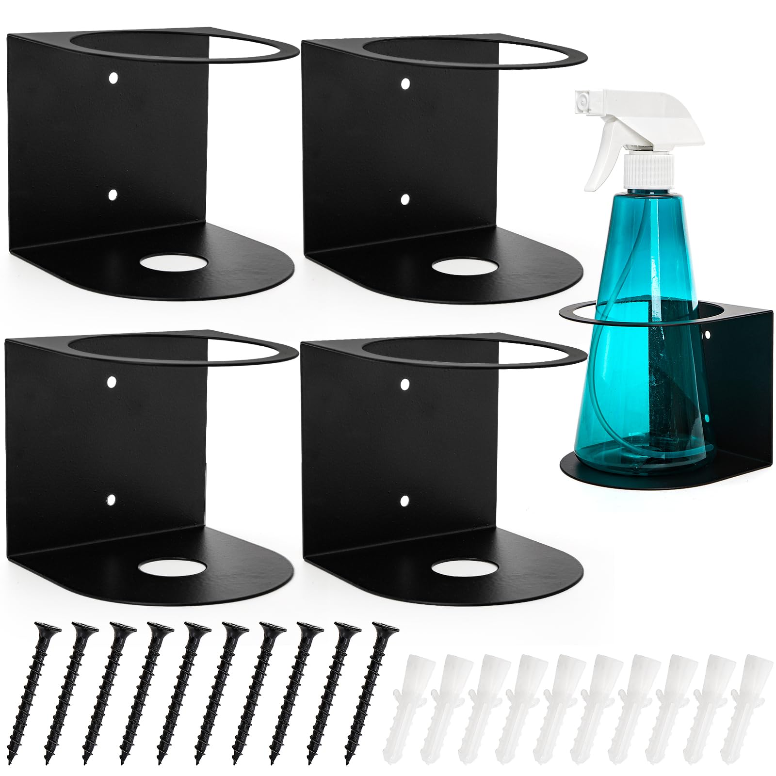 Cedilis 4 Pack Spray Bottle Holder, Wall-Mounted Steel Aerosol Spray ...