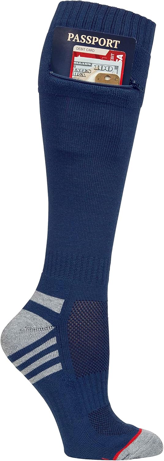 Pocket Socks Women's Travel Security Socks with Zip Pocket for Passport, ID