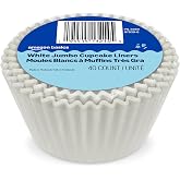 Amazon Basics White Jumbo Cupcake Liners, 40 Count, Pack of 1