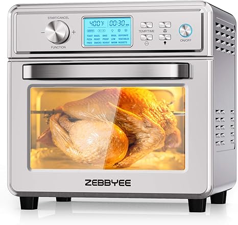 Amazon Com Zebbyee 22qt Air Fryer Oven 16 In 1 Convection Oven 1700w Toaster Oven Air Fryer Toaster Oven Combo With Rotisserie Dehydrator Bake Toast Roast Function 5 Accessories Etl Certified Kitchen Dining