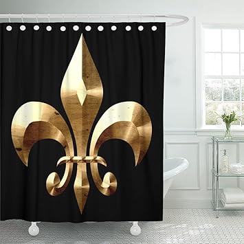 Amazon Com Emvency Shower Curtain Black Fleur De Lis Symbol In