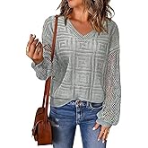 Women Sweater Long Sleeve Tops - V Neck Fall Sweaters, Knitted Lightweight Pullover Top, Hollow Out Casual Outfits