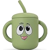 Meet the Moodies (MOM) 100% Silicone Sippy Cup with Straw & Handles BPA-Free, Leak-Proof Baby Cup for 6+ Months | Helps Toddlers Transition from Bottle to Cup with Every Sip Full of Emotion & Fun