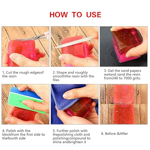 15 Pieces Resin Casting Polishing Tools Set, Include Sand Papers