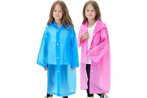 HOOMBOOM 2 Pack Waterproof Raincoats for Kids Reusable,EVA Rain Ponchos Emergency Rain Jacket for Children, Boys and Girls