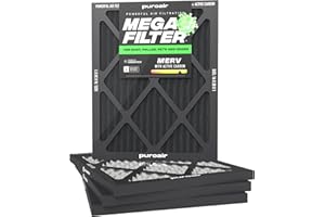 PuroAir Mega Filter - MERV 13 16x20x1 Air Filters For Home With Activated Carbon - Filters Allergens, Pet Dander, Smoke, Dust - Furnace and AC Filters - Air Filters 16x20x1 MERV 13 (4 Pack)