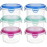 Freshmage Condiment Containers with Lids, 6 Pack 2.7 oz Reusable Leakproof Salad Dressing Container To Go Mini Meal Prep Sauc