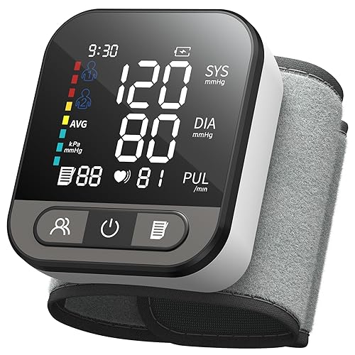 Wrist Blood Pressure Monitors for Home Use with Large Backlit Display  Screen, Automatic Accurate Blood Pressure Machine Adjustable Blood Pressure 