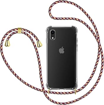 Funda con Cuerda para Apple iPhone XR, Carcasa Transparente TPU Suave Silicona Case con Correa Colgante Ajustable Collar Correa de Cuello Cadena ...