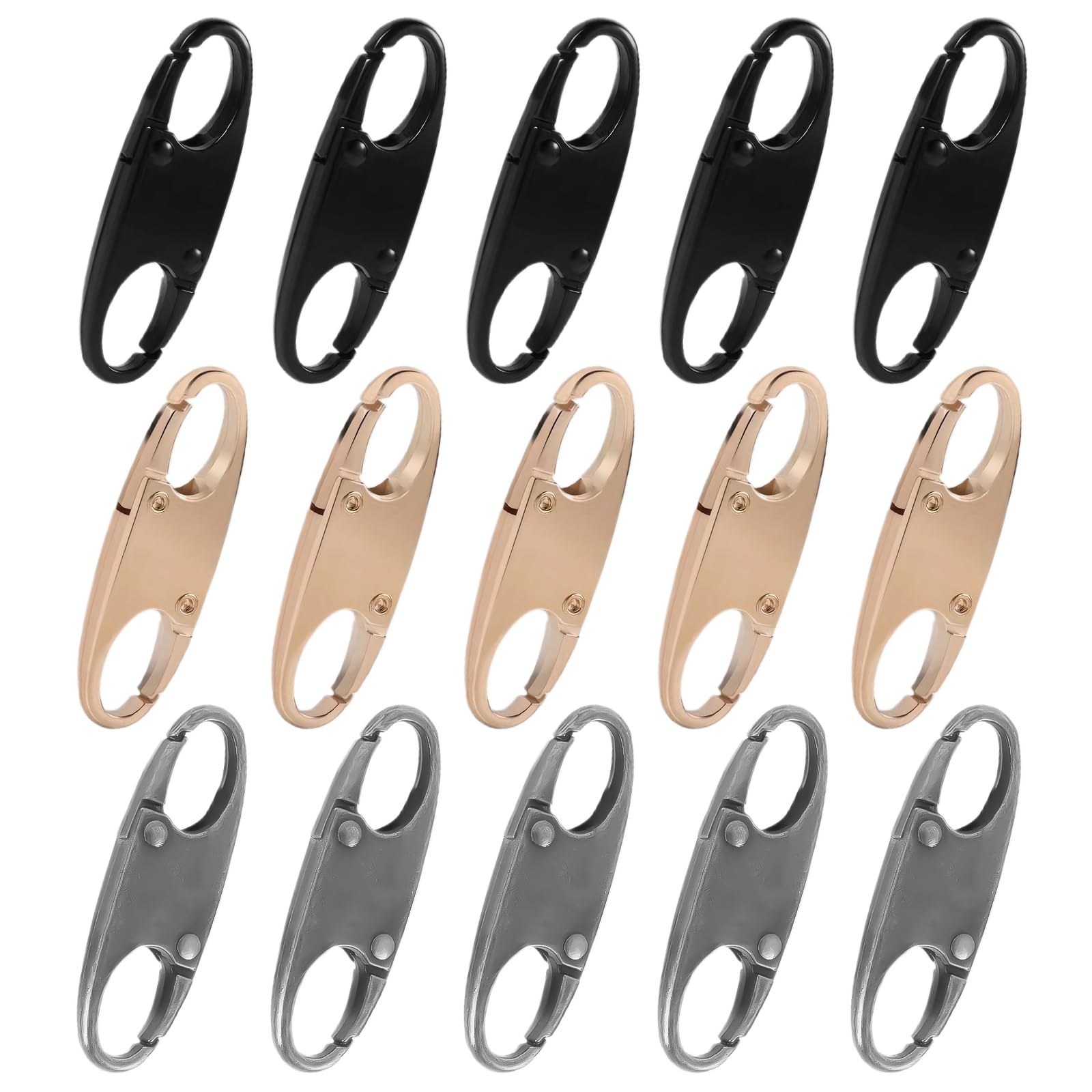 Photo 1 of 15pcs Zipper Clips, Anti Theft Zipper Clips Suitable for Backpacking Camping Fishing Travel Outdoor Sports (Black 5+Silver 5+Gold 5)