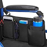 LIGHTMEUP Wheelchair Side Bag with Cup Holder - Wheelchair Armrest Pouch Accessories for Adults, Storage Bags to Hang on Side Oversized Zipper Pull for Electric Wheelchair Walker Rollator Scooter