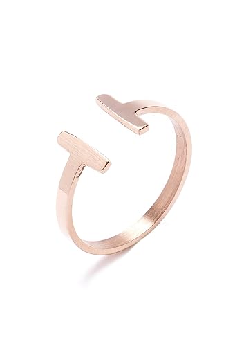 Happiness Boutique Damas Anillo Envuelto Minimalista | Anillo Rígido Abierto en Titanio Chapado en Oro Rosa