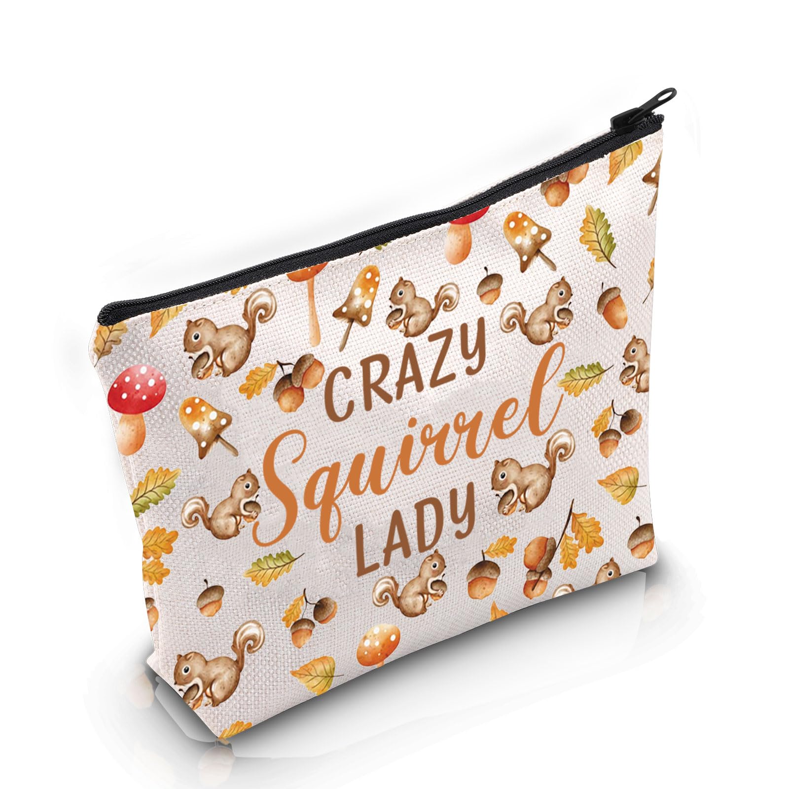 PYOUL Squirrel Lover Gift Crazy Squirrel Lady Makeup Bag Chipmunk Lover Cosmetic Bag Squirrel Merch (Crazy Squirrel Lady Bag)