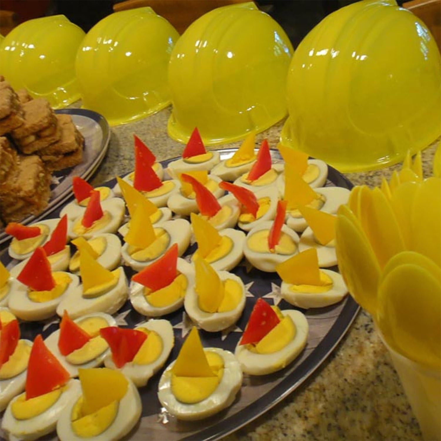 Anapoliz Toy Construction Hard Hats | 20 Pcs. Soft Plastic Yellow Kids Party Hat | Children’s Engineer, Building Dress Up Hats | Theme Favor Caps: Clothing