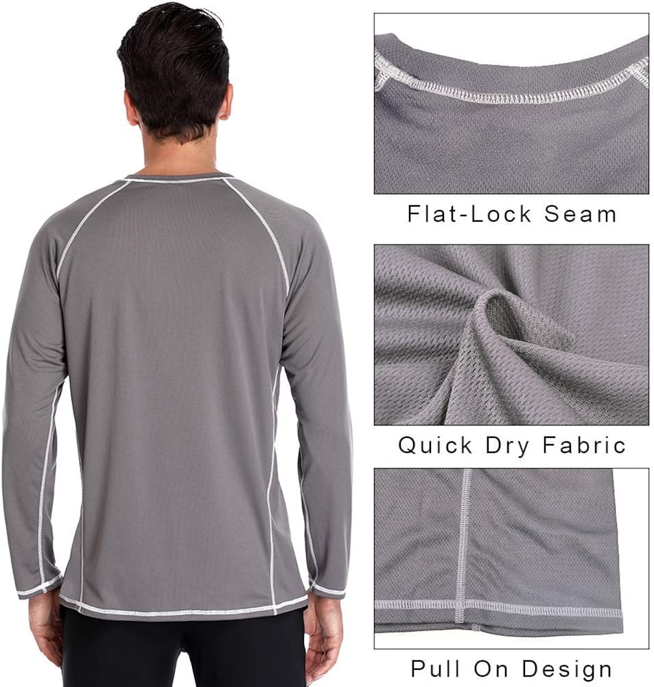 Charmo Men's Rash Guard Loose Fit Long Sleeve UV Sun Protection Swim Shirt UPF 50+: Clothing