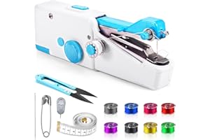 Sokikt Handheld Sewing Machine, Sewing Machine for Beginners, Battery and USB Operated Mini Sewing Machines, Easy to Operate Portable Sewing Machine for Beginners (Blue&White)