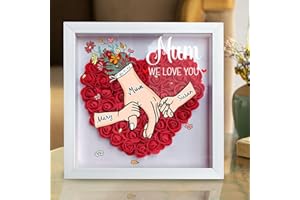 Personalized Rose Flower Shadow Box - Custom Flower Shadow Box with Name - Custom Hand in Hand Rose Flower Shadow Box - Many 