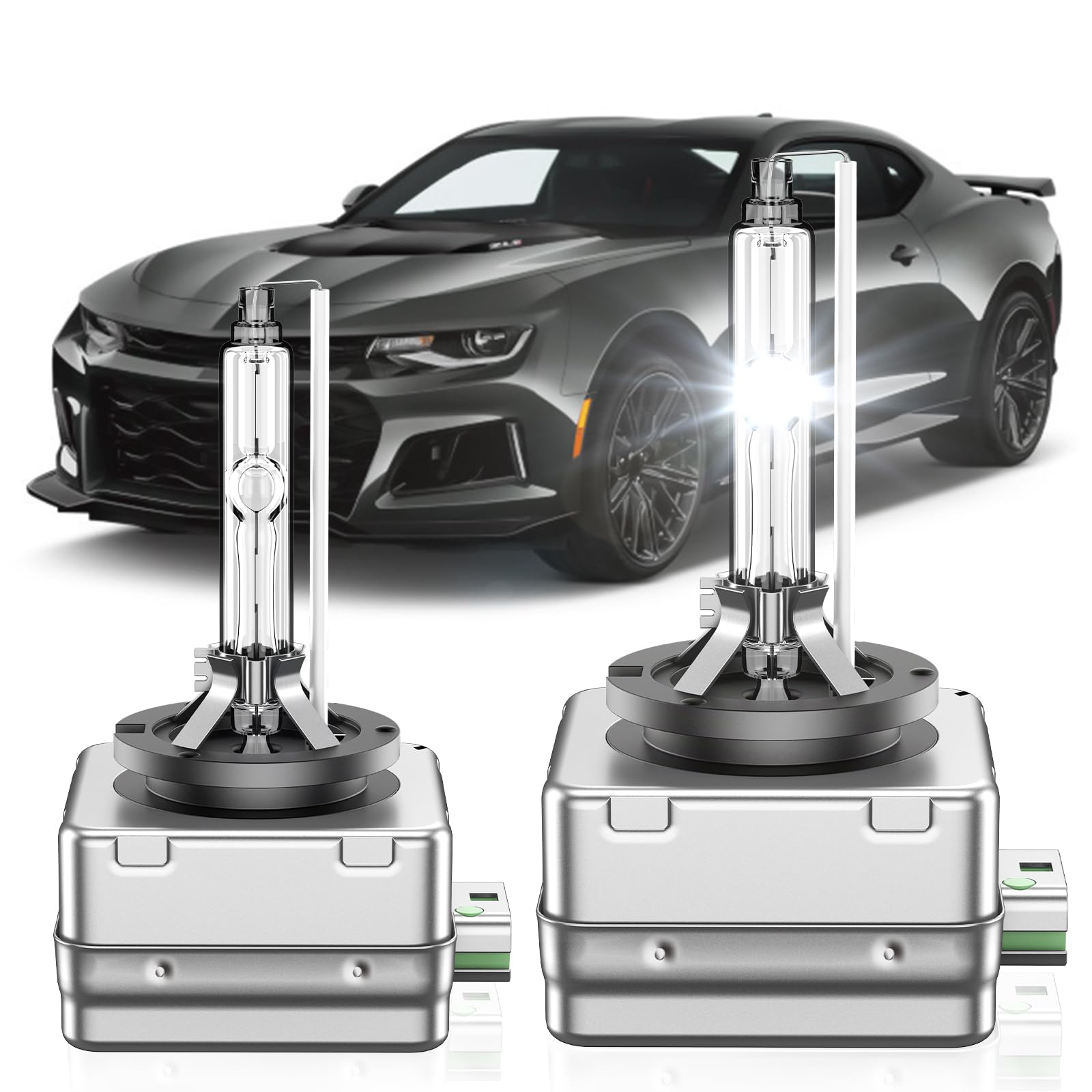 Photo 1 of SENROBO Fit for Chevrolet 2014-2017 Chevy Camaro Impala Corvette SS D3S HID Xenon Headlight Bulbs, 350% Brightness, High Low Beam Light Bulb, 6000K Cool White, Plug and Play, Pack of 2