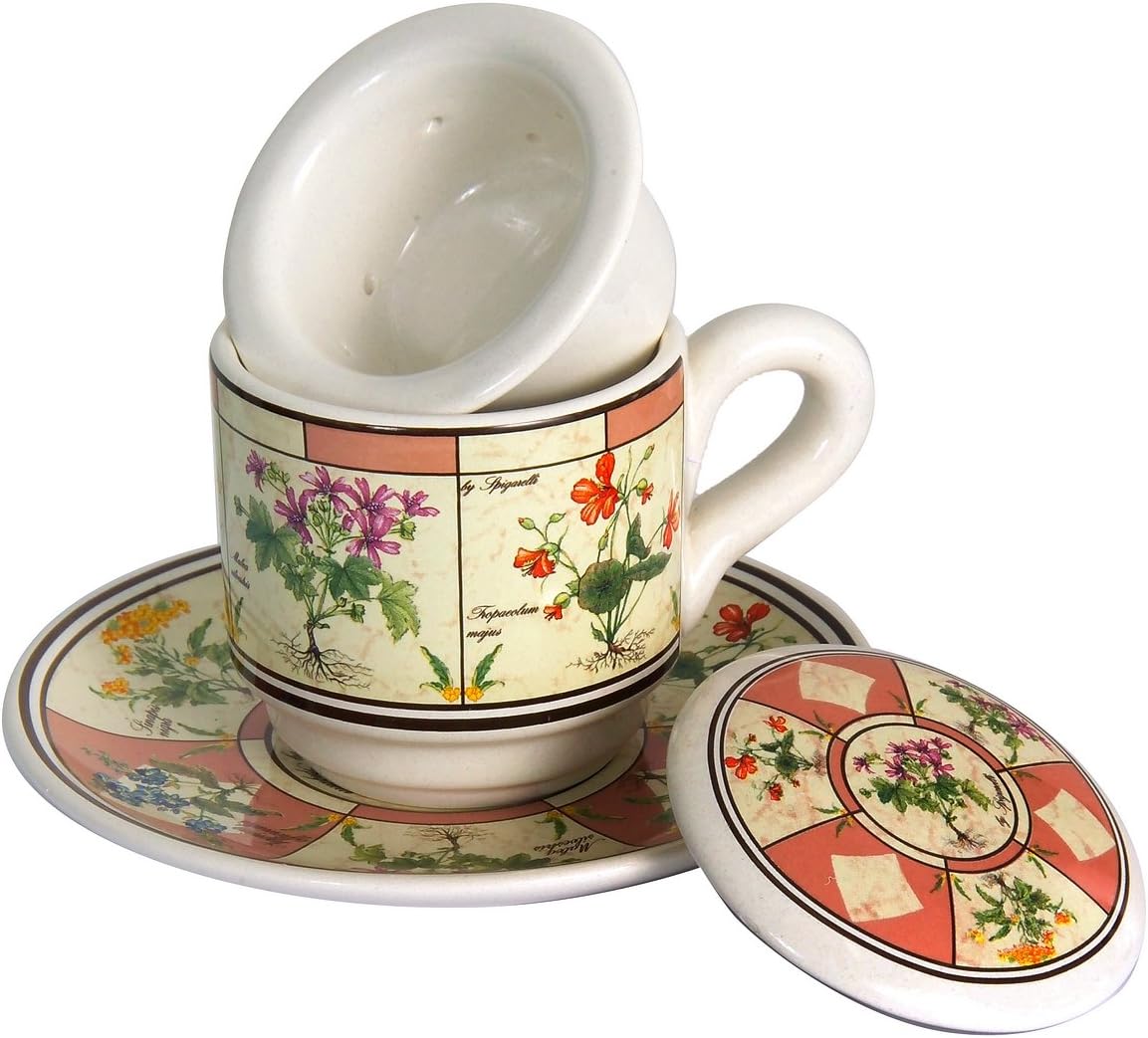 Spigarelli cerámicosTaza, diseño de 2 tazas de porcelana con plato de