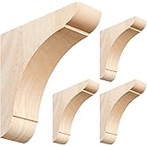 Vercraft 4 Pcs Wood Corbel Wooden Shelf Brackets, Unfinished Paintable Bracket with Hanging Hook for Doorway Countertop Kitch