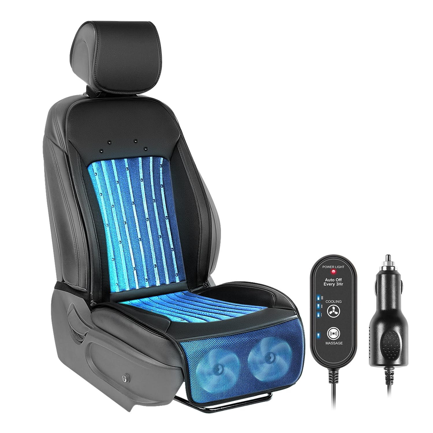 Photo 1 of Paffenery 2025 Upgraded Cooling Car Seat Cover Front Seat, 12V-24V Ventilated Cooling Car Seat Cushion, Cooled Seat Cover for Car SUV Truck Universal Fit, Fashion Black