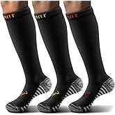 BULLIANT Men Compression Socks 3Pairs-Knee High Socks 15-20 Pressure Unise- Cushioned Sole Extra Wicking