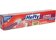Hefty Slider Jumbo Storage Bags, 2.5 Gallon Size, 12 Count