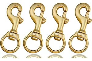 Faneta 3-1/4 Inch Heavy Duty Solid Brass Swivel Bolt Snap Hooks 7/8 Inch Swivel Eye Single Ended Scuba Diving Clips Keychain Holder for Dog Collar, Pet Leash, Flag Halyard and More (4 Pieces)