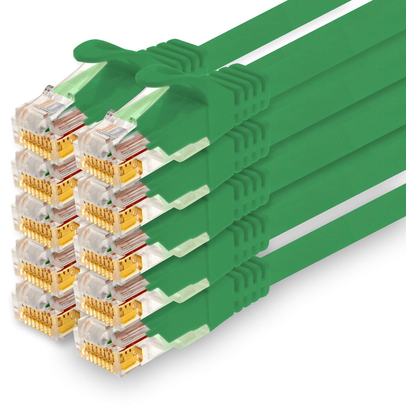 1CONN - 0.25m network cable, Ethernet, Lan & patch cable for maximum internet speed & connects all devices with RJ 45 socket green - 10 pieces