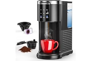 COWSAR Single Serve Coffee Maker, K Cup Coffee Brewer for Capsule and Ground Coffee, Commercial Coffee Machine with 40 Oz Water Tank, 5 Brew Sizes Up To 14 Oz, Ideal for Home/Office, Black
