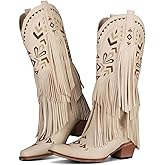 SaraIris Women's Cowgirl Boots Knee High Fringe Boots