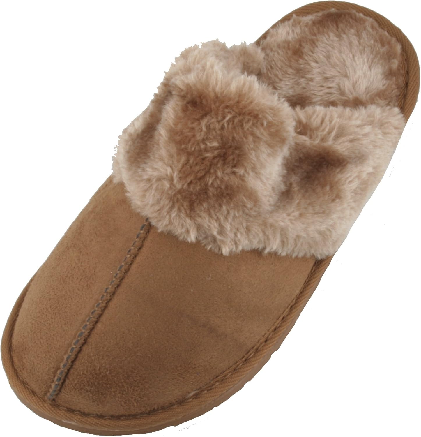 KS Brands Ladies Faux Suede Mule Slippers Brown UK Size 8 Amazon.co.uk