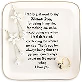 Thank You Gifts for Women - 4"x4" Ceramic Jewelry Dish Tray - Galentines Day Birthday Appreciation Inspirational Gifts for Women Coworker Teacher Valentine Gift, Retirement Gift for Woman