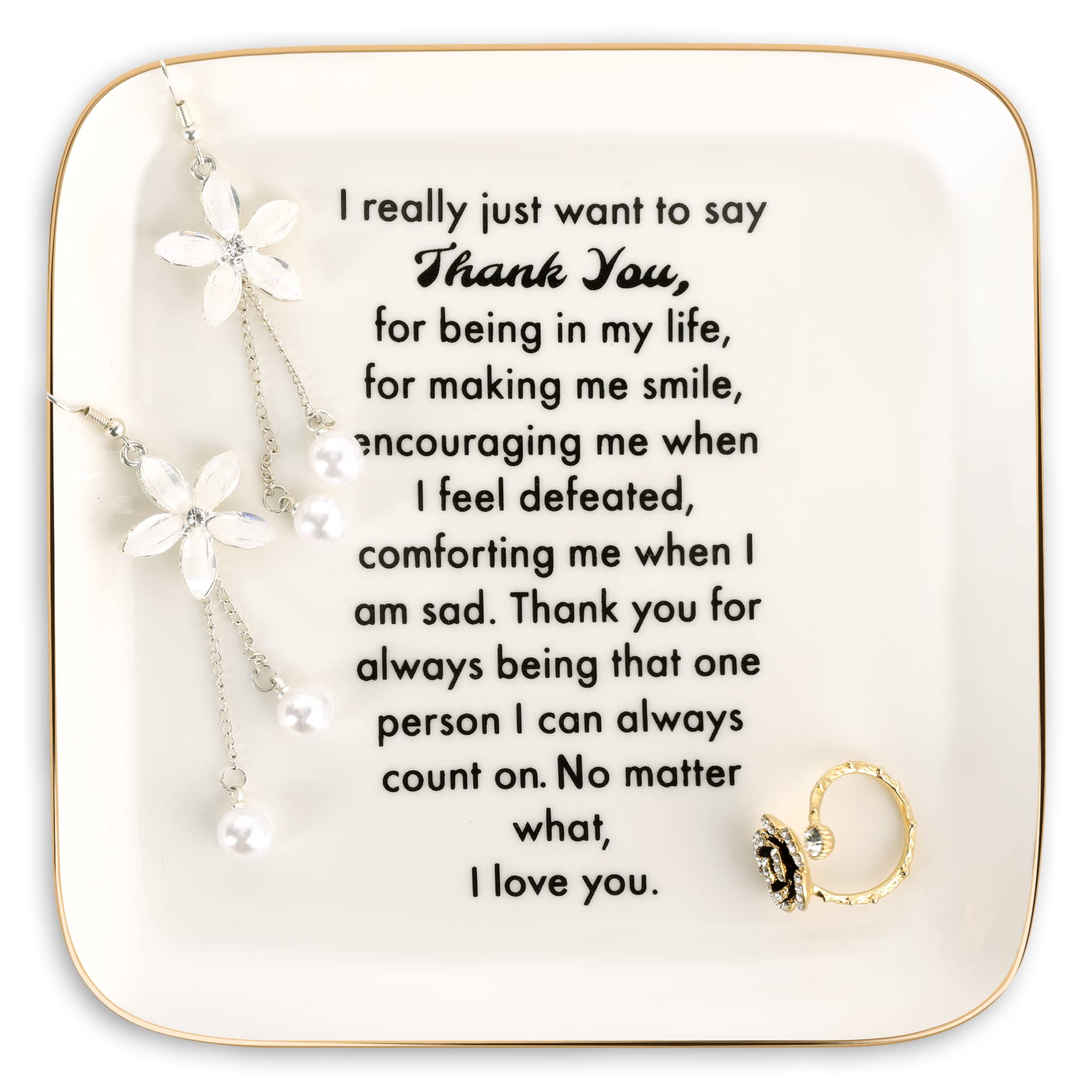 PUDDING CABIN Thank You Gift for Women Mom Teacher Coworkers Ring Dish-Thank You for Always Being That One Person I can Count On, I Love You for Mom, Appreciation Gifts for Women