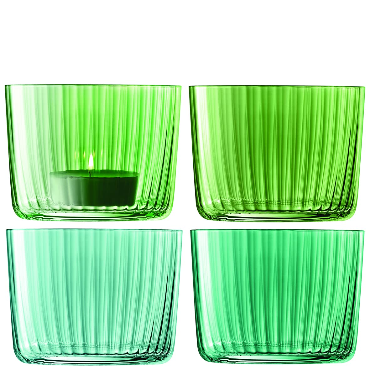 LSA International Gems Tealight Holder H6cm Assorted Jade | Set of 4 | Hand Painted Glassware | GM09