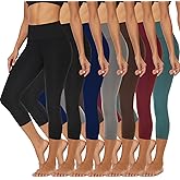 FULLSOFT 7 Pack Leggings for Women - High Waisted Tummy Control Workout Yoga Running Tights Pants