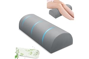 urnexttour Knee Pillow for Side Sleepers Memory Foam Leg Pillows for Sleeping Yoga Bed Half Moon Bolster Pillow for Neck Pain Relief with 2 Pillowcases 20.5 x 8 x 4.5 Inches(Grey+Green, Standard Size)