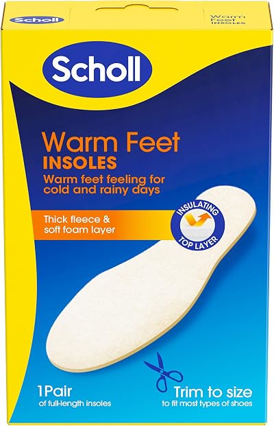 Scholl Warm Feet Insoles Thick Fleece Lined Anti-Slip UK 3-11 1 Pair