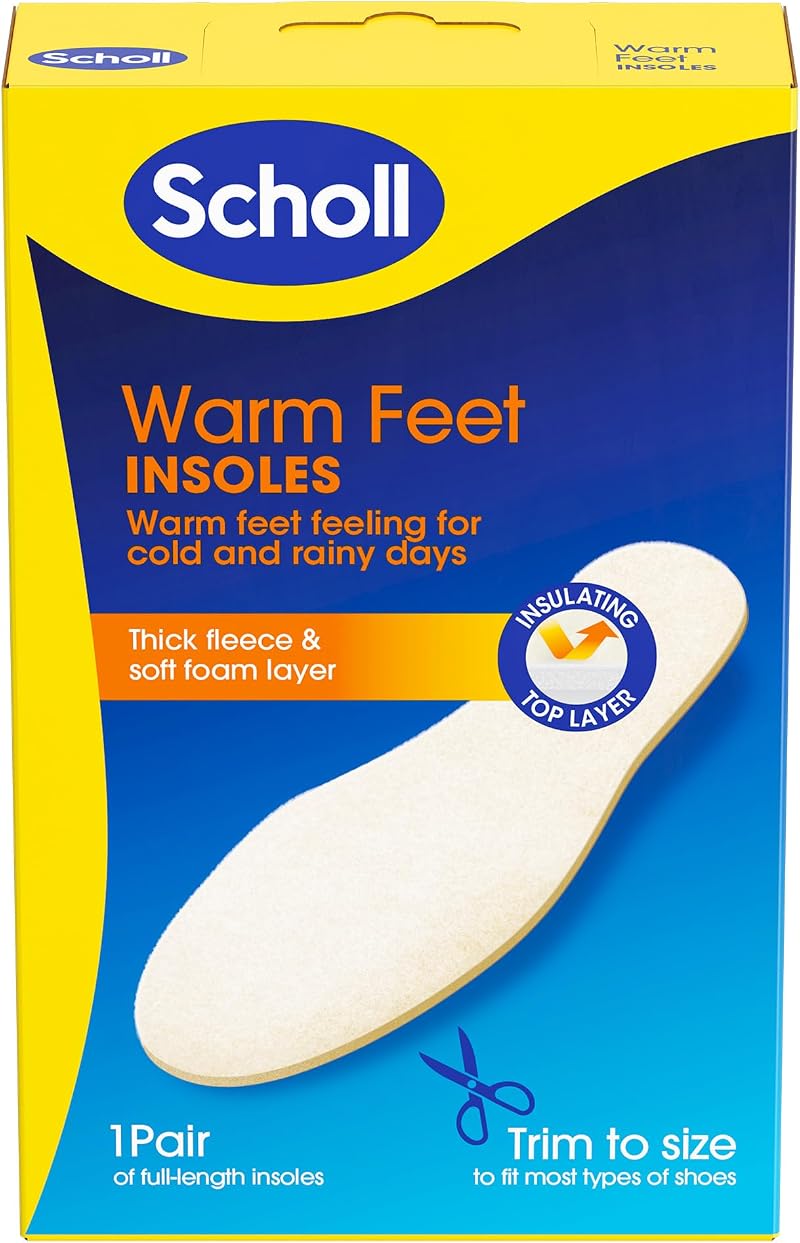 Scholl Warm Feet Insoles Thick Fleece Lined Anti-Slip UK 3-11 1 Pair