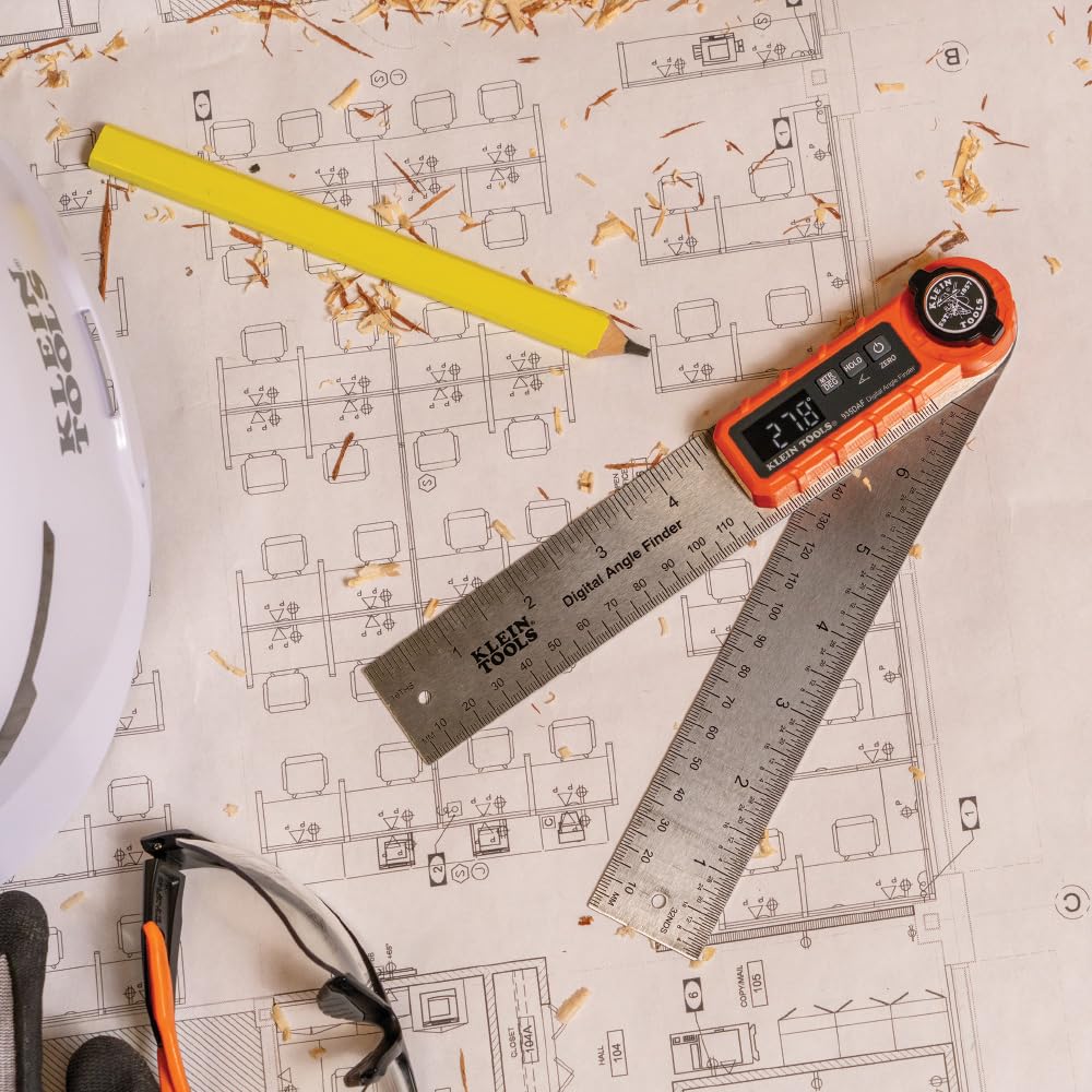 KLEIN TOOLS 935DAF Digital Angle Finder, Precision Measurements, Miter Saw Protractor Angle Calculation and Portable Design