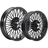 TOFR 18x3.5 16x3.5 Fat King Spoke Wheels Rims Set For Harley Softail 00-22 | 18" Front 16" Rear,Fit Softail Heritage 00-22 FatBoy FLSTF 00-17 Deluxe 00-06 FXST FXSTC Custom Night Train Springer 00-10