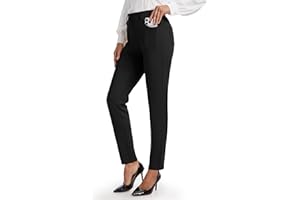 Tallemon Women's Yoga Dress Pants Skinny Work Slacks Slim Fit Stretch Office Casual Pants 4 Pockets 30"/32"/34"