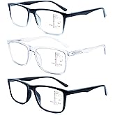 Ryegis Progressive Reading Glasses,Oversized Large Square Men Readers,Lightweight Cheaters Glasses W/Comfortable Spring Hinges 1.5