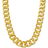 Yymobt Big Chain Necklace Detachable Fake Plastic Chunky Hip Hop Turnover Chain Necklace 80s 90s Costume Accessory for Men Women Halloween Parties Festivals, 39.37 inches