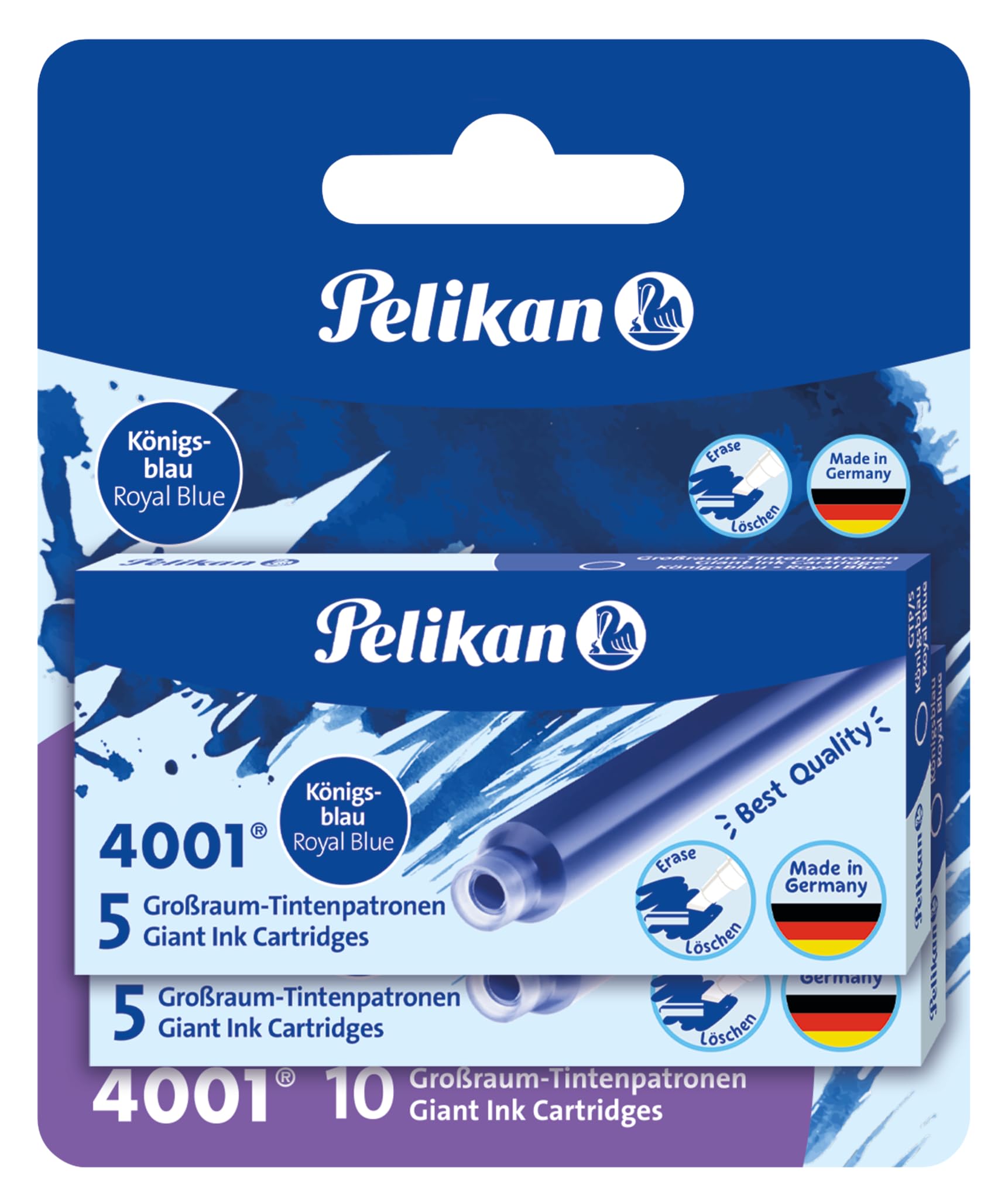 Pelikan 4001 Ink Cartridge for Fountain Pen - Royal Blue (Pack of 10)
