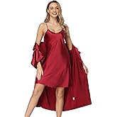Women's Satin Robes Set with Nightgown Silk Kimono Pajamas 2 Piece Sleepwear Camisole Wedding Bride Gown Set