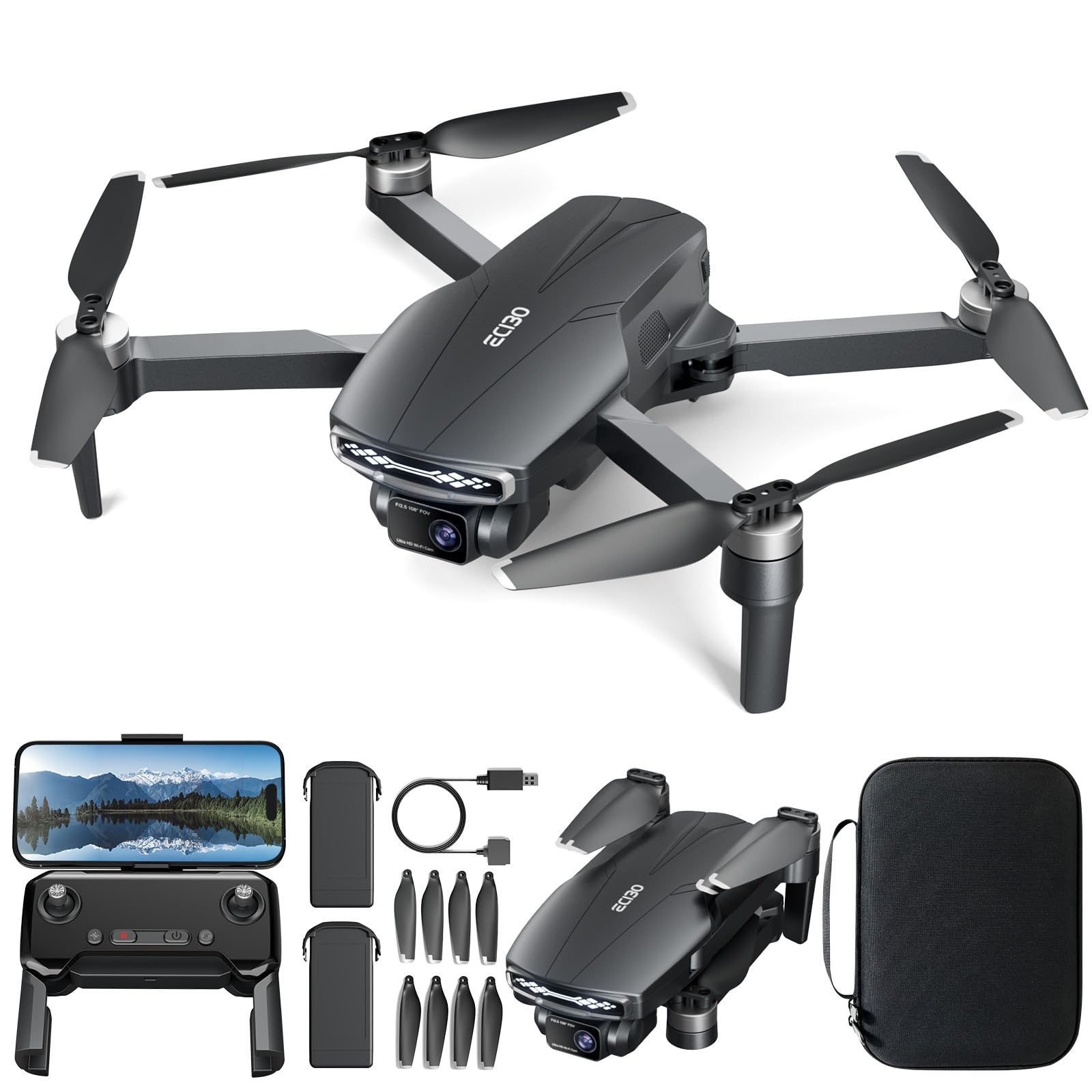 Photo 1 of LANSAND Brushless Motor Drone with Camera for Adults 4K UHD Long Range FPV Video,5G Transmission,120°FOV 90°Adjustable Lens,2Batteries,Carrying Case,Optical Positioning,Easy for Beginner,Under249G