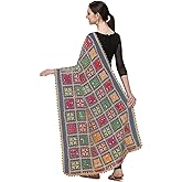 themilestocks Woman's Embroidered Chiffon Garba Dupatta Navratri Wrap Indian Bridal Wedding Phulkari Stole