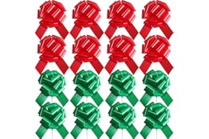 LHMTFCYY 16 Pcs Pull Bows for Gift Wrapping,6 Inch Gift Bows for Presents,Birthday,Anniversary,Party,Christmas,Wreath,Holiday Celebration Gift Decoration (16Pcs (Red,Green))